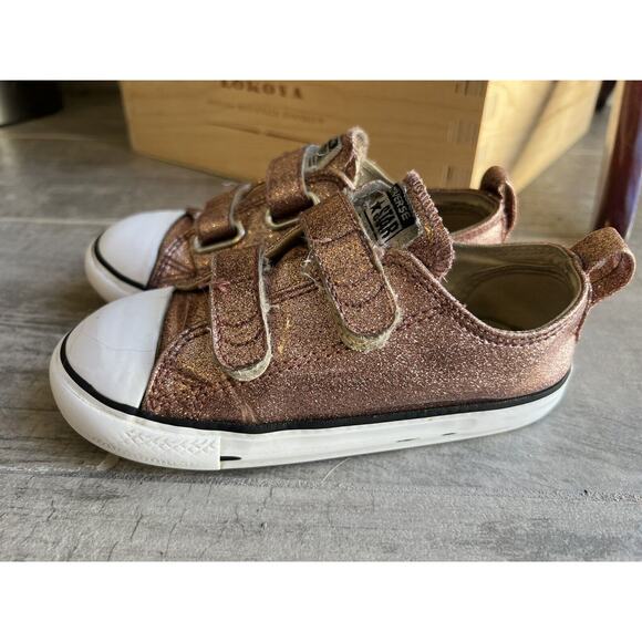 Converse All Star Toddler Girls Glitter Pink Low Top Easy On Sneakers Shoes 10 - Picture 3 of 11
